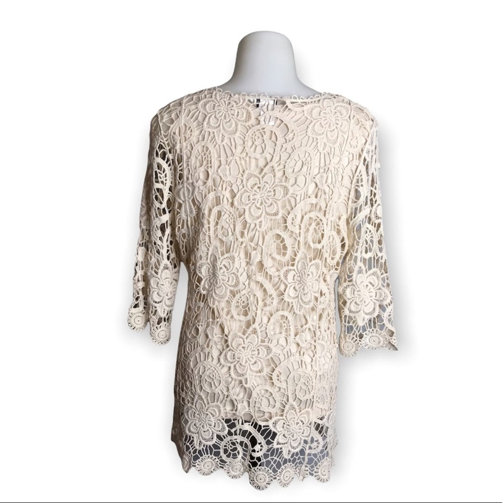 Christopher & Banks | Cream Crochet Blouse 2 Shir… - image 3